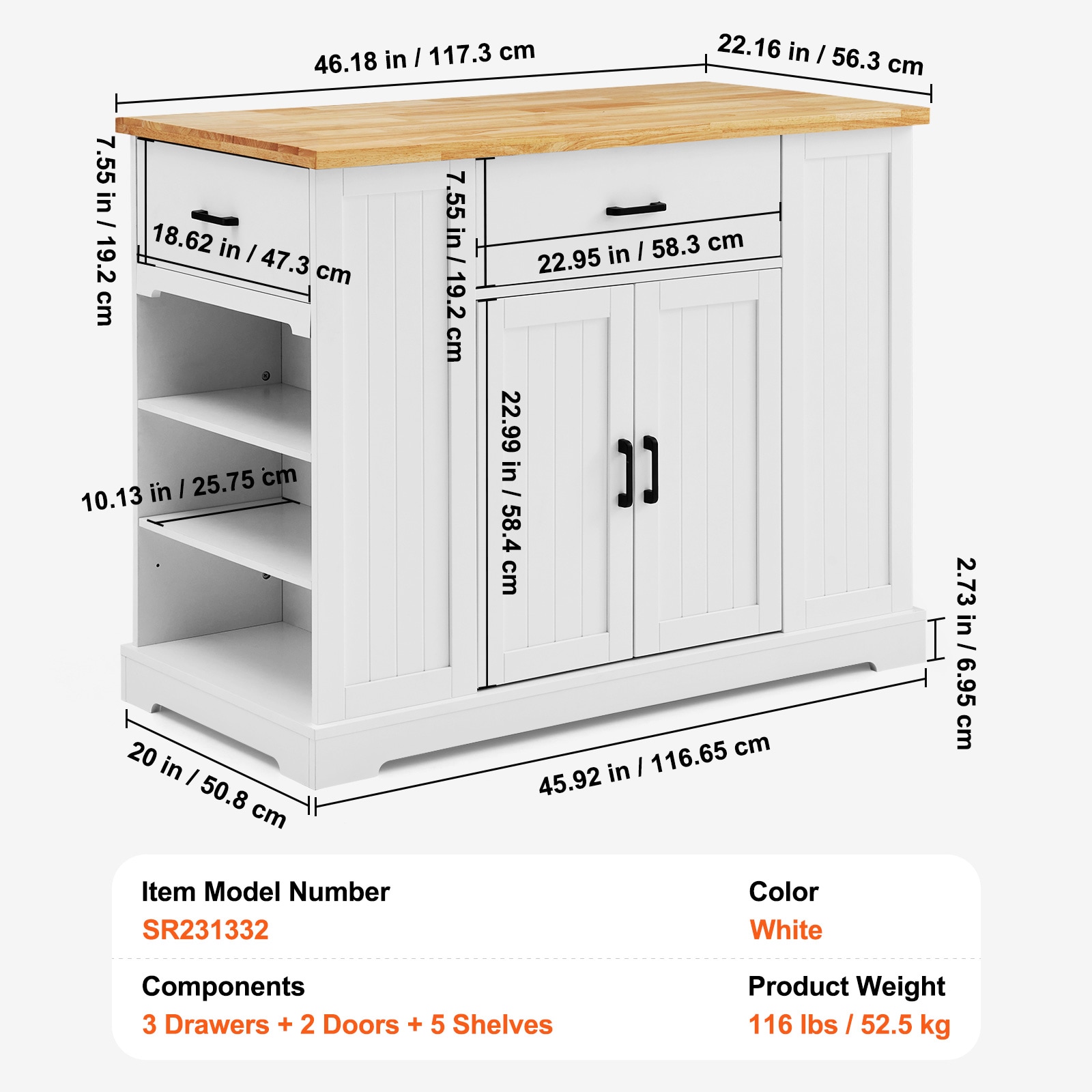 Kitchen Island Cart With Storage Cabinet Serving Cart And Drawer_voghion.com